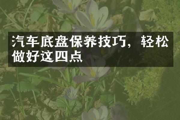 汽车底盘保养技巧，轻松做好这四点