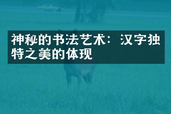 神秘的书法艺术：汉字独特之美的体现