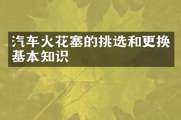汽车火花塞的挑选和更换基本知识