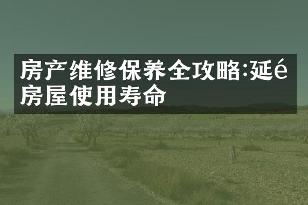 房产维修保养全攻略:延长房屋使用寿命