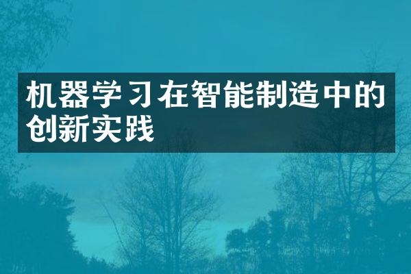 机器学习在智能制造中的创新实践