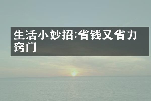 生活小妙招:省钱又省力的窍门