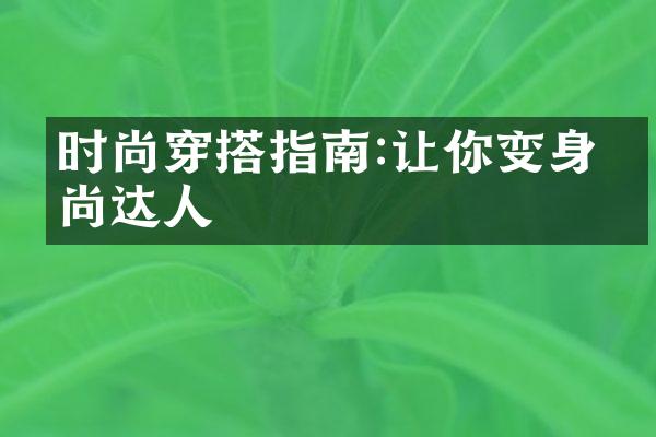 时尚穿搭指南:让你变身时尚达人
