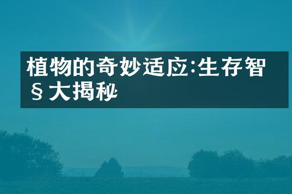 植物的奇妙适应:生存智慧大揭秘