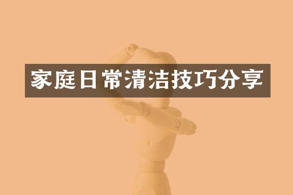 家庭日常清洁技巧分享