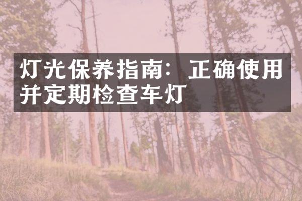 灯光保养指南：正确使用并定期检查车灯