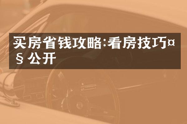 买房省钱攻略:看房技巧大公开