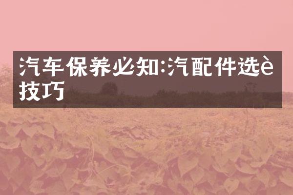汽车保养必知:汽配件选购技巧