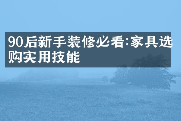 90后新手装修必看:家具选购实用技能
