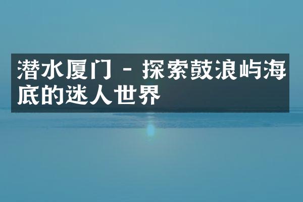 潜水厦门 - 探索鼓浪屿海底的迷人世界