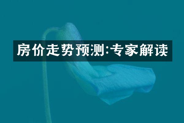 房价走势预测:专家解读