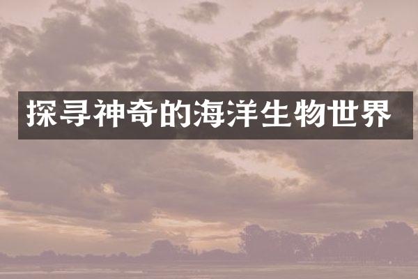 探寻神奇的海洋生物世界