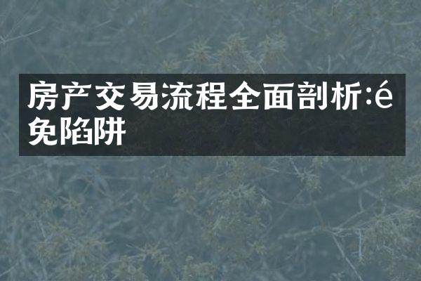 房产交易流程全面剖析:避免陷阱