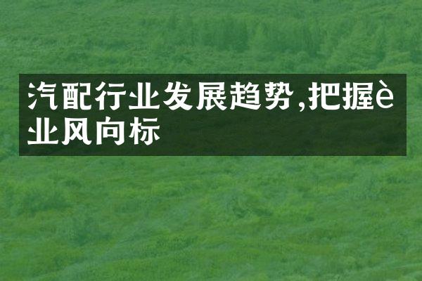 汽配行业发展趋势,把握行业风向标