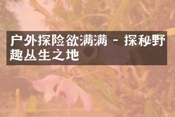 户外探险欲满满 - 探秘野趣丛生之地