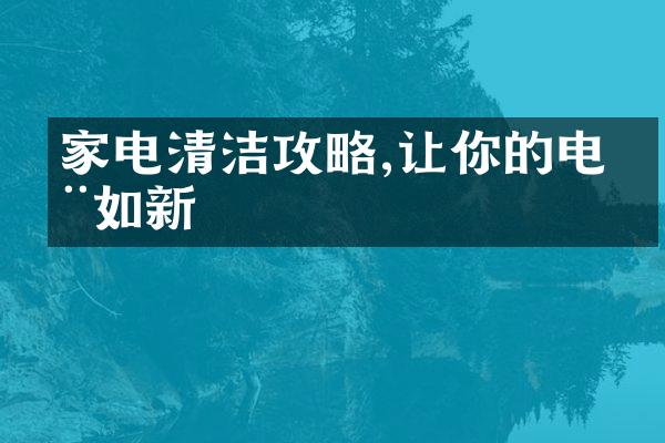 家电清洁攻略,让你的电器如新