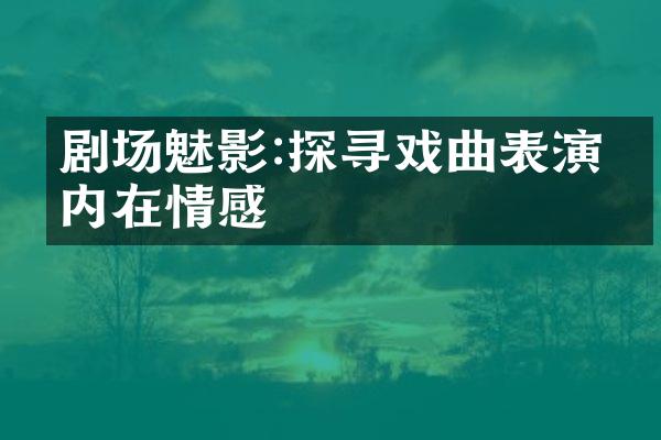 剧场魅影:探寻戏曲表演的内在情感