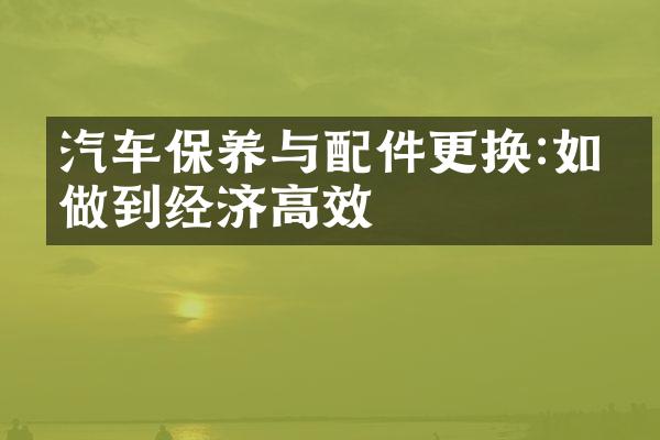 汽车保养与配件更换:如何做到经济高效