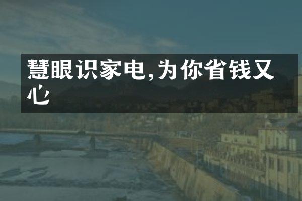慧眼识家电,为你省钱又省心