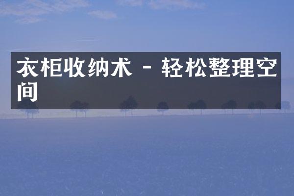衣柜收纳术 - 轻松整理空间