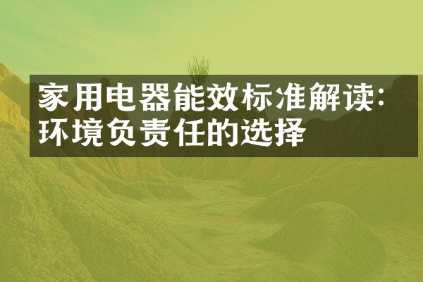 家用电器能效标准解读:为环境负责任的选择