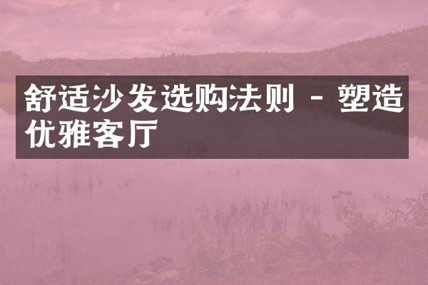 舒适沙发选购法则 - 塑造优雅客厅