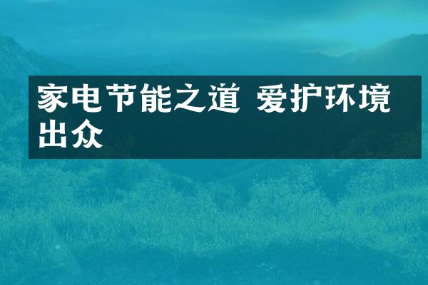 家电节能之道 爱护环境更出众