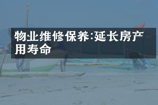 物业维修保养:延长房产使用寿命