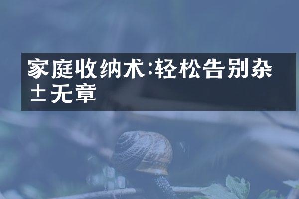 家庭收纳术:轻松告别杂乱无章
