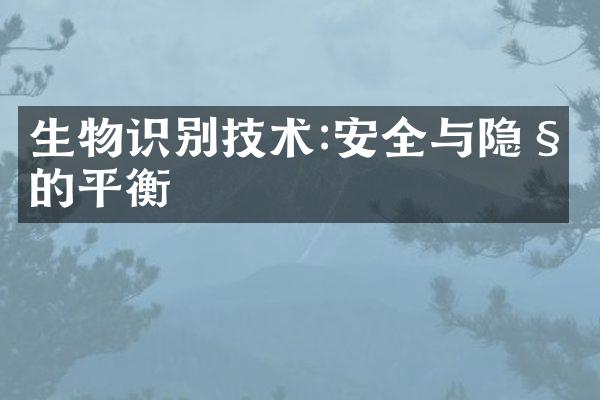 生物识别技术:安全与隐私的平衡