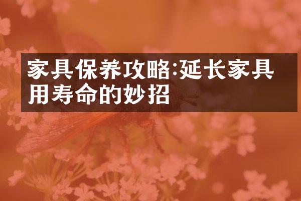 家具保养攻略:延长家具使用寿命的妙招
