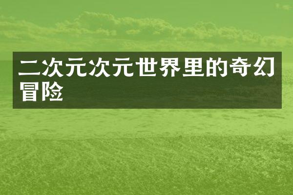 二次元次元世界里的奇幻冒险