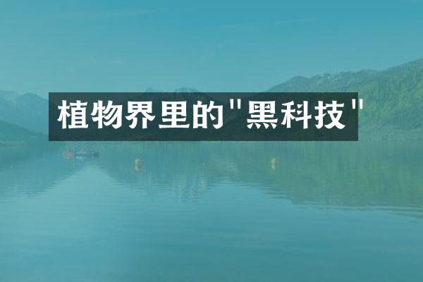 植物界里的"黑科技"