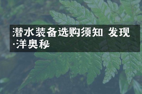 潜水装备选购须知 发现海洋奥秘