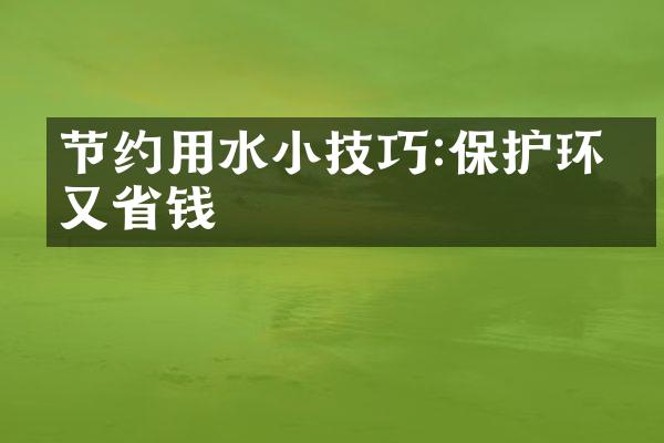 节约用水小技巧:保护环境又省钱