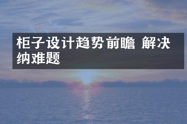 柜子设计趋势前瞻 解决收纳难题