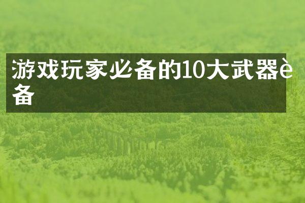 游戏玩家必备的10大武器装备