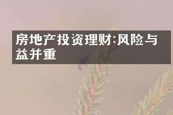 房地产投资理财:风险与收益并重