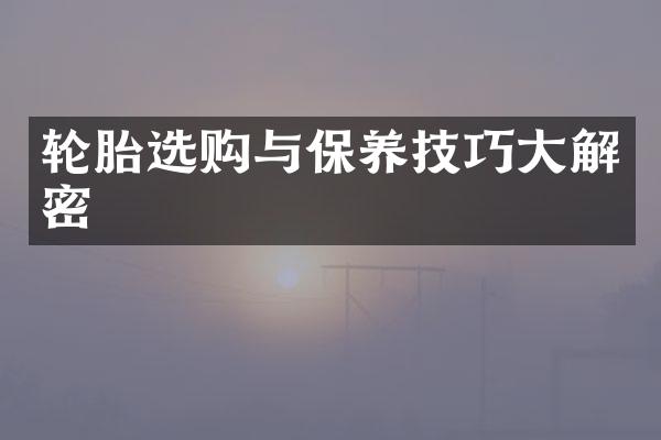 轮胎选购与保养技巧大解密