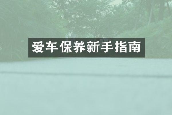 爱车保养新手指南