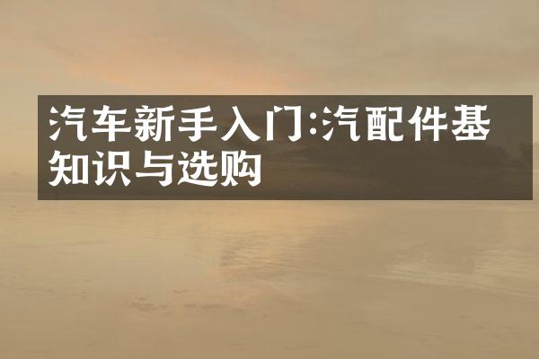 汽车新手入门:汽配件基础知识与选购