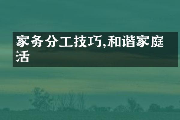 家务分工技巧,和谐家庭生活