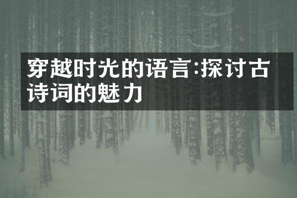 穿越时光的语言:探讨古典诗词的魅力