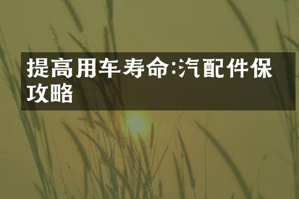 提高用车寿命:汽配件保养攻略