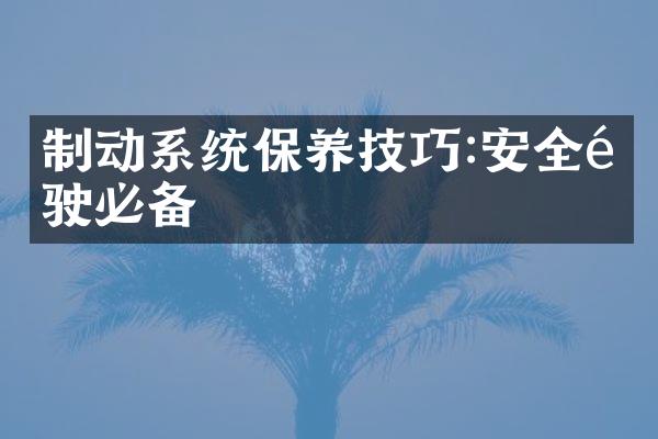 制动系统保养技巧:安全驾驶必备