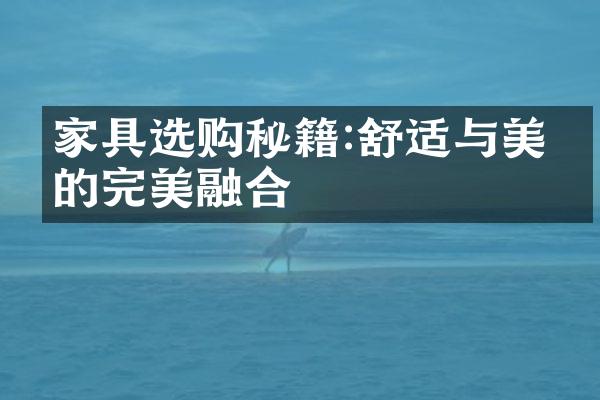 家具选购秘籍:舒适与美学的完美融合