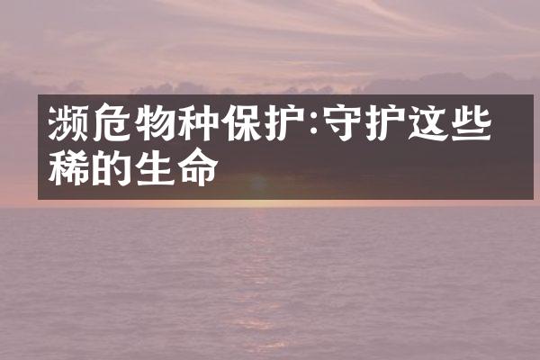 濒危物种保护:守护这些珍稀的生命