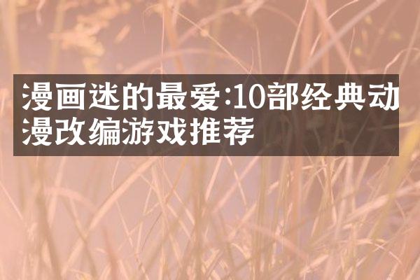 漫画迷的最爱:10部经典动漫改编游戏推荐