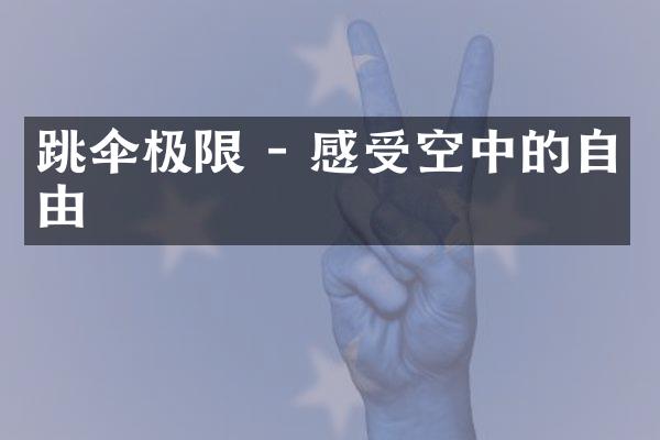 跳伞极限 - 感受空中的自由