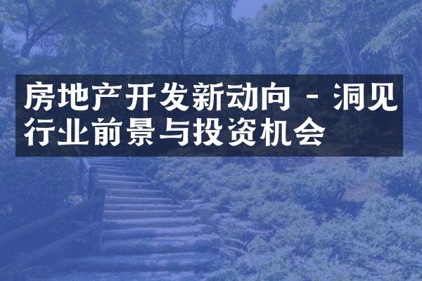 房地产开发新动向 - 洞见行业前景与投资机会